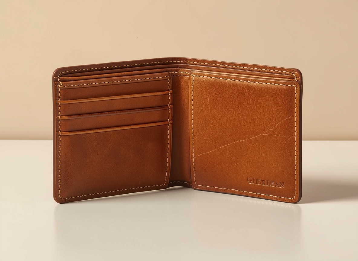 Slyxaronxly Bifold Wallet in Cognac Leather