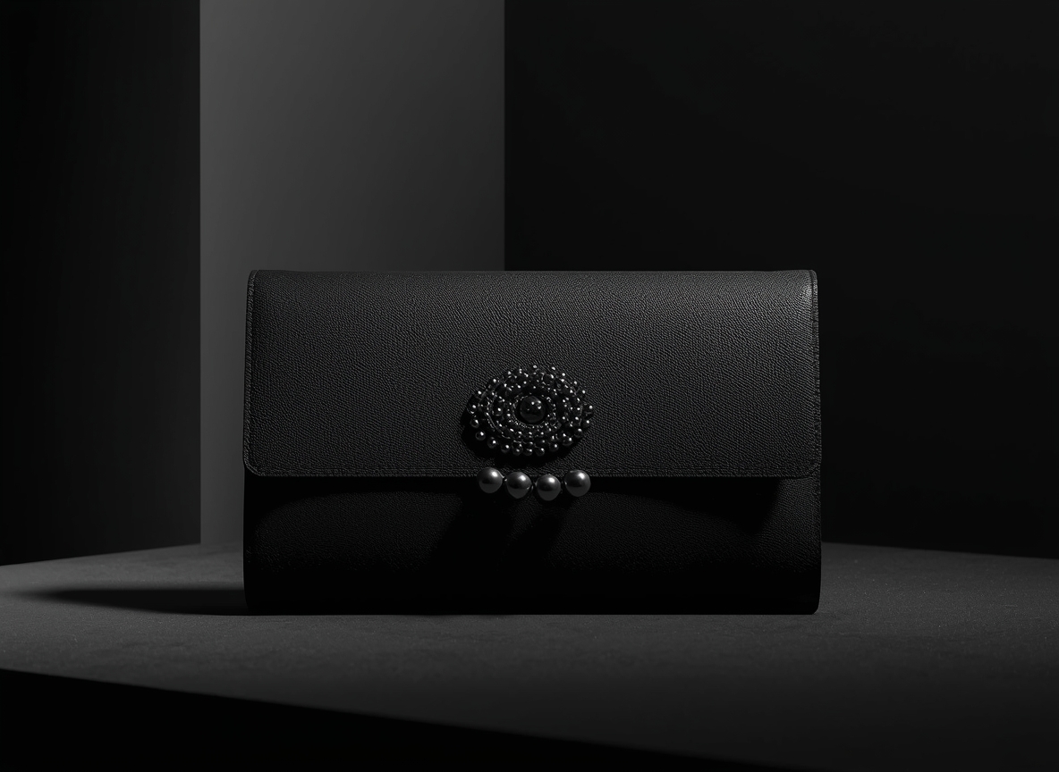 Slyxaronxly Evening Clutch in Midnight Black